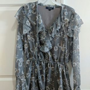 Grey floral pattern dress (from South Korea)